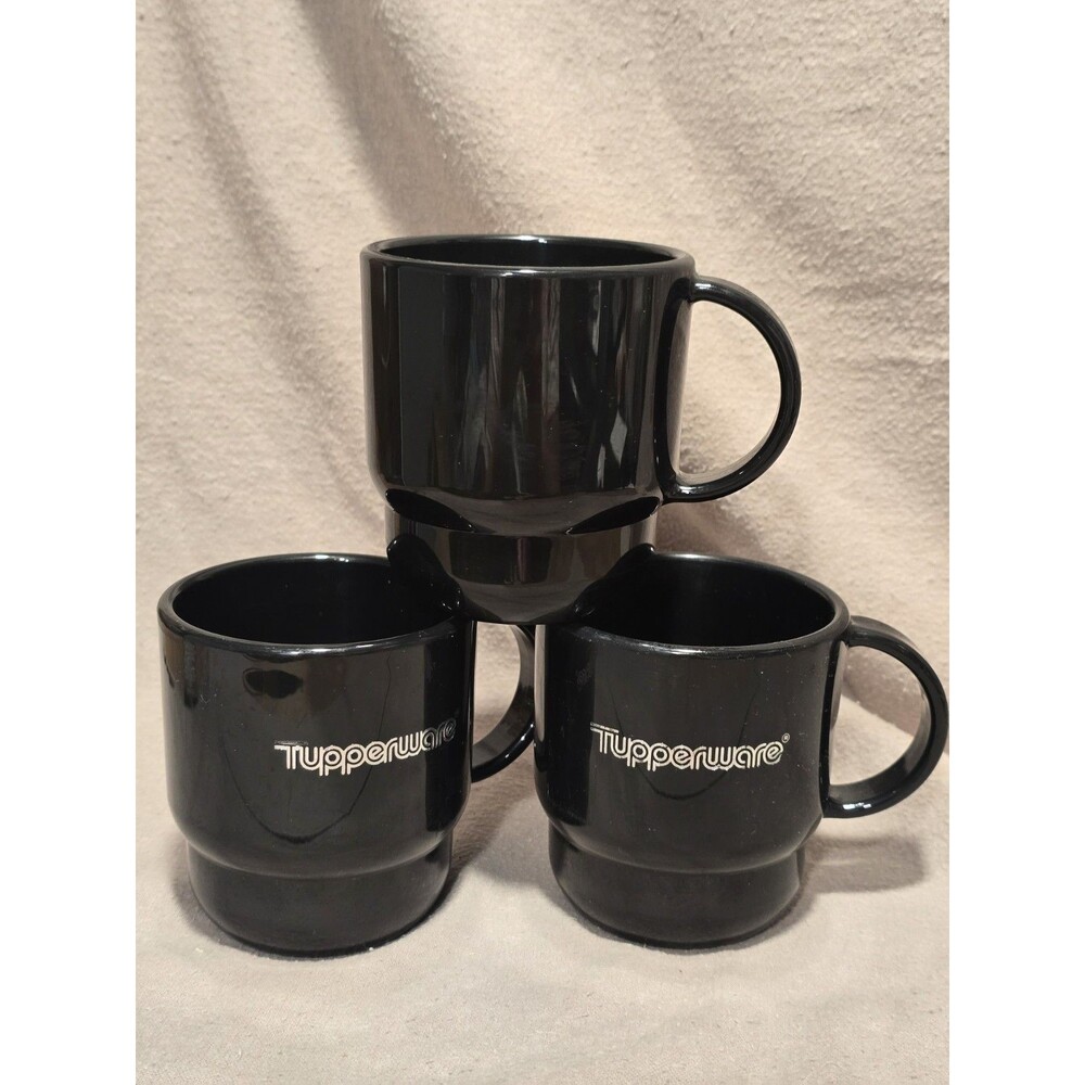 Black Tupperware Mugs Set Of 3